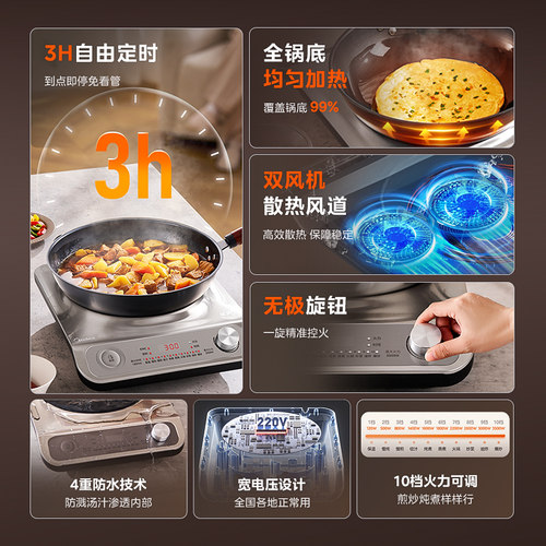 美的凹面电磁炉家用3500w大功率炒菜锅一体全套炉灶正品官方新款 - 图2