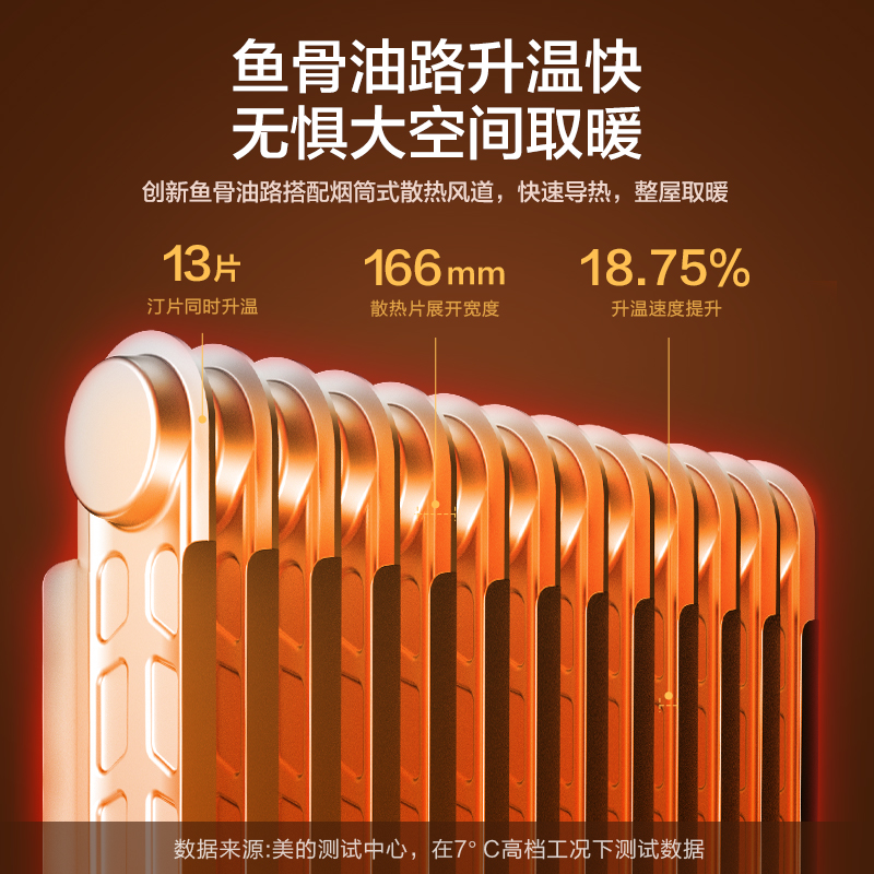 美的取暖器家用油汀暖气省电暖风机电暖气电暖器客厅烘干暖炉油丁