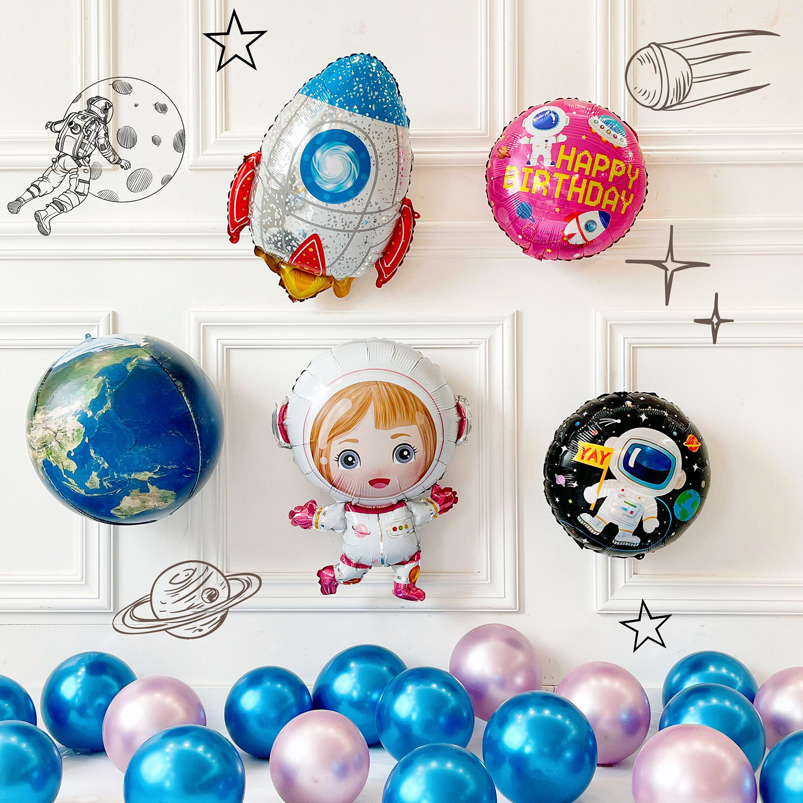 太空人铝膜气球充氦气飘空宇航员火箭卡通生日铝箔儿童布置装饰品,淘宝优惠券,粉丝福利购,淘宝优惠卷