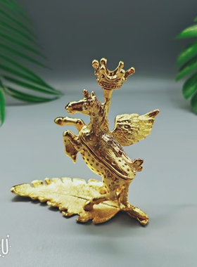 合金独角兽水晶球座可翻盖底座