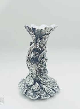 新款树脂孔雀圣柱水晶球底座支架摆件创意家居水晶石工艺品置物架