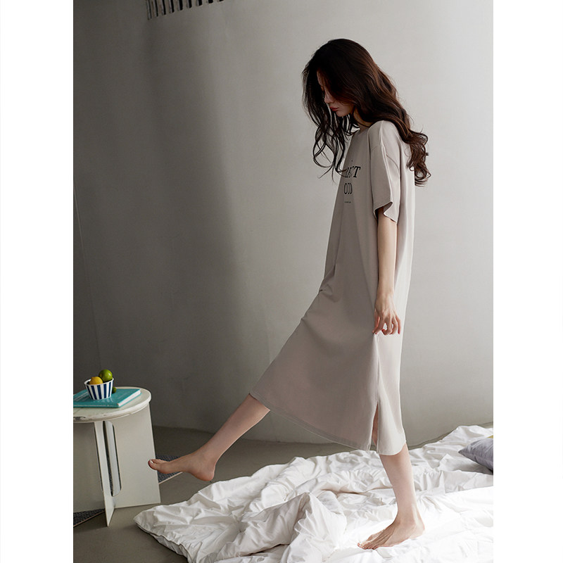 睡裙女睡衣夏季莫代尔短袖薄款夏天长款冰丝孕妇夏款可外穿连衣裙,淘宝优惠券,粉丝福利购,淘宝优惠卷