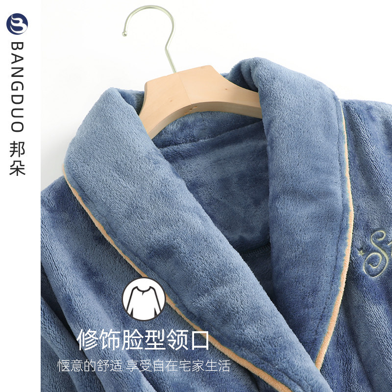 冬季珊瑚绒加绒2021年新款长款睡袍 邦朵睡袍/浴袍