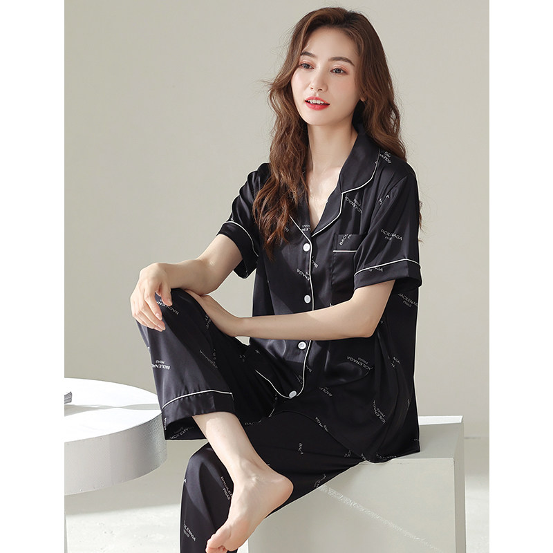 2021年新款女士冰丝短袖长裤睡衣 邦朵睡衣/家居服套装