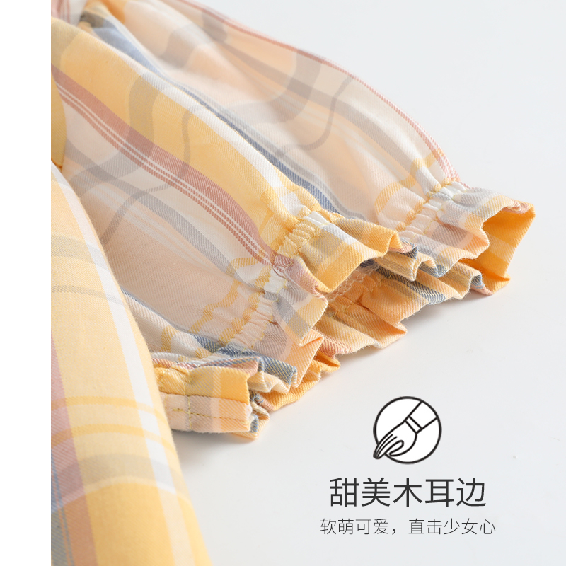 梭织棉纱布夏季纯棉短袖女款连衣裙 邦朵睡裙