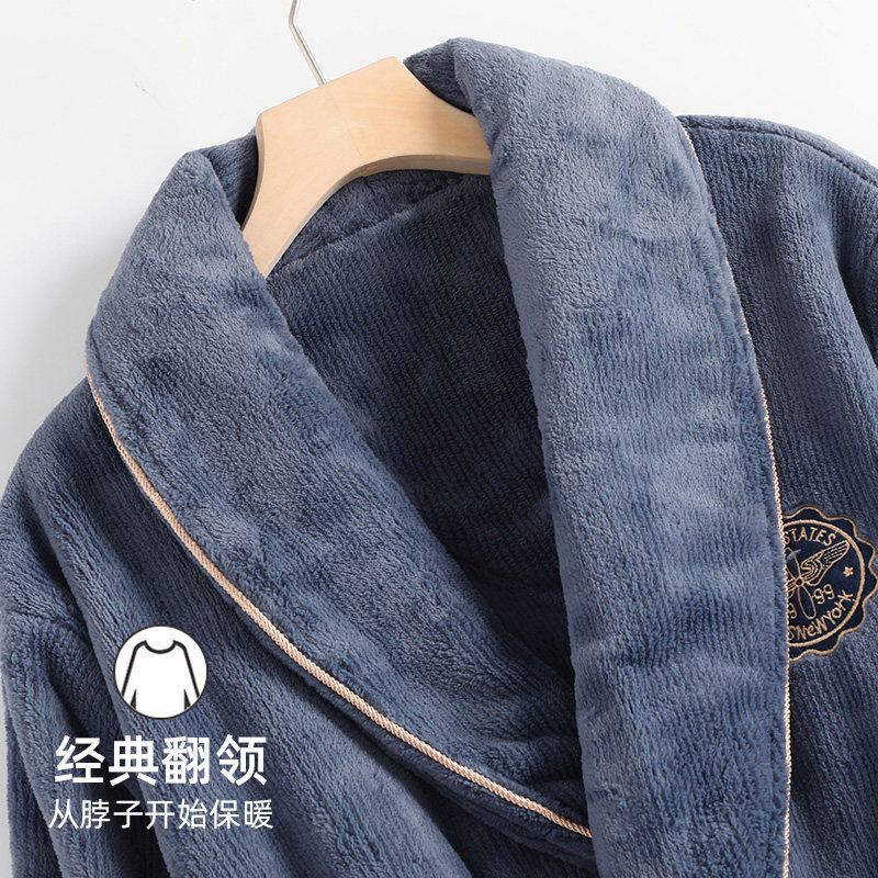 睡袍男士冬季珊瑚绒睡衣加厚加绒保暖浴袍秋冬款法兰绒加大码晨袍,淘宝优惠券,粉丝福利购,淘宝优惠卷