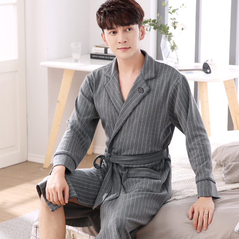 长袖纯棉连体加肥春秋款中年睡袍 邦朵睡袍/浴袍