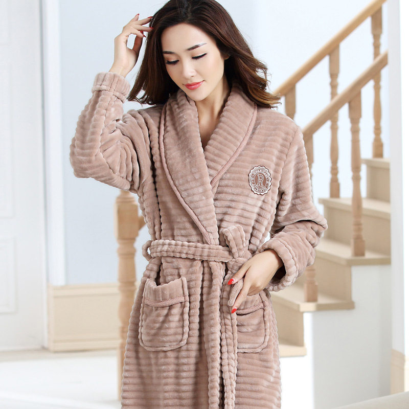 情侣珊瑚绒加厚男士秋冬款长款睡袍 邦朵睡袍/浴袍