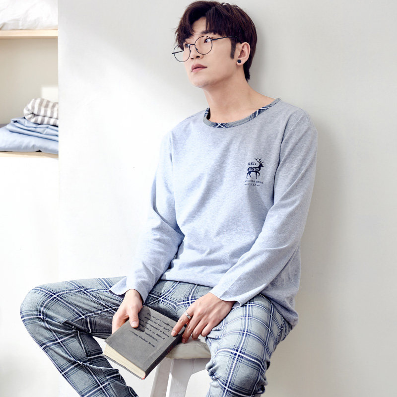 男士长袖纯棉春秋男款秋男装睡衣 邦朵睡衣/家居服套装