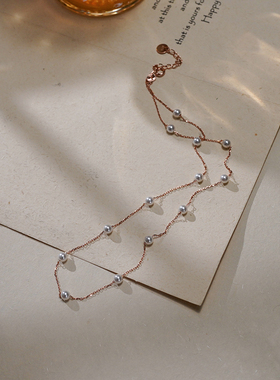 小众设计感小珍珠项链925银满天星锁骨链通勤百搭饰品简约女40477