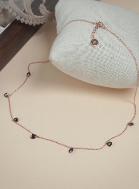 三角黑锆石项链复古优雅锁骨链