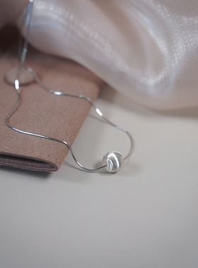 拉丝银球项链小众气质百搭锁骨链