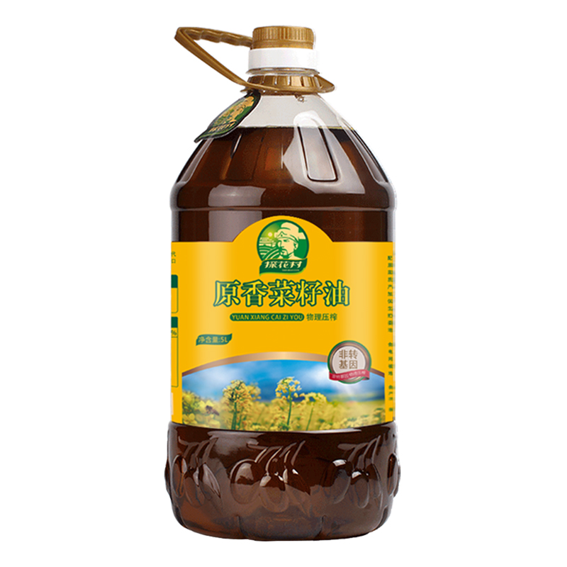 探花村非转基因菜籽油5L纯香稻米油5L压榨菜油家用炒菜大桶食用油