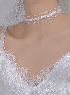 可盐可甜复古蕾丝choker锁骨链
