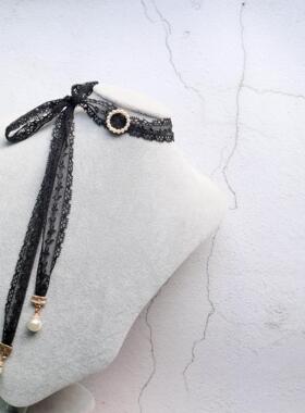 秋冬新款饰品蕾丝绕脖女蝴蝶结