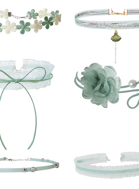 新款森系小清新豆绿贝壳项链