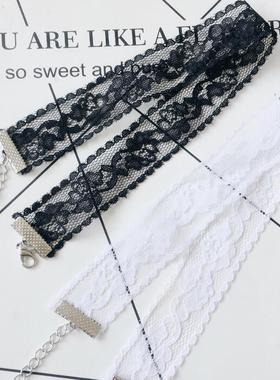 choker蕾丝脖子黑色花朵锁骨链