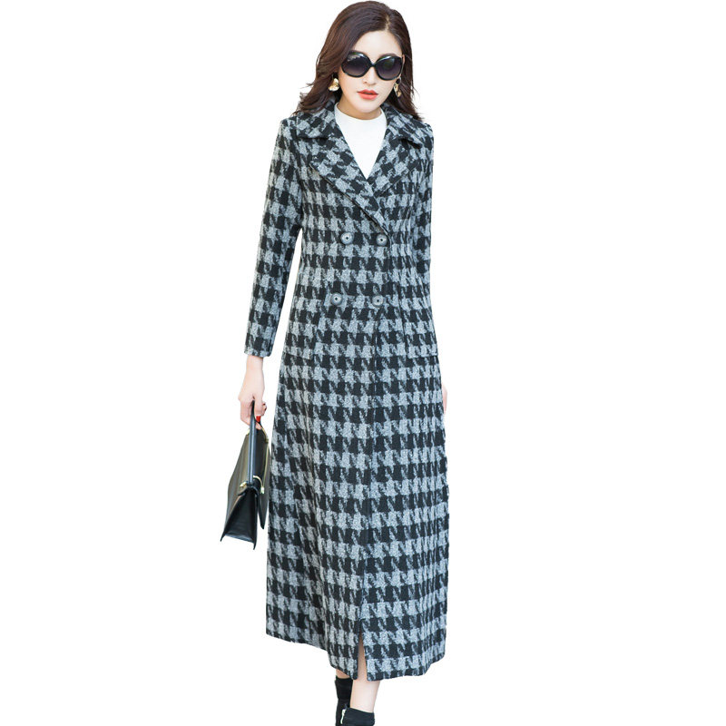 绿慕格子毛呢外套2019秋冬流行新款 绿慕毛呢外套