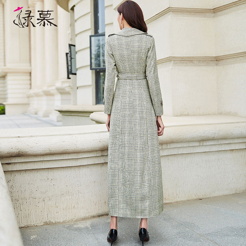 绿慕格子风衣女长款2020 绿慕风衣