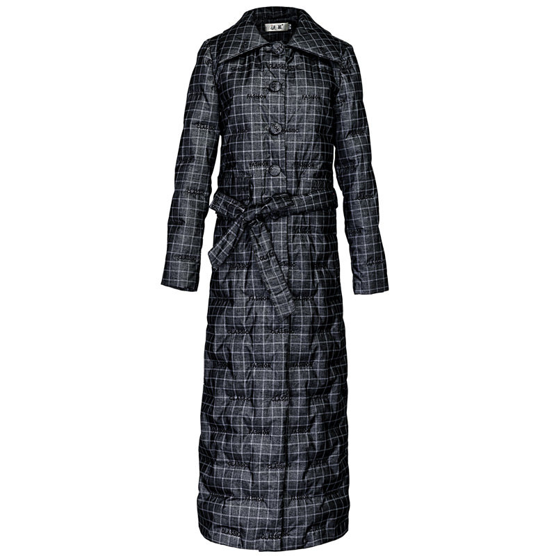 绿慕长款羽绒服女2019新款格子修身 绿慕羽绒服