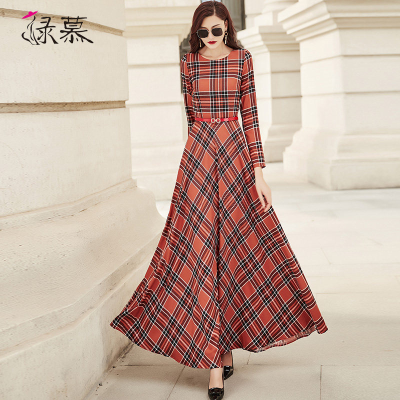 绿慕2020年秋装潮新款到脚踝连衣裙 绿慕连衣裙