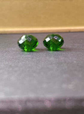 算盘珠扁珠切面祖母绿水晶刻面