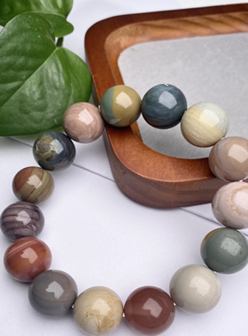 天然阿拉善原石圆珠单圈手链