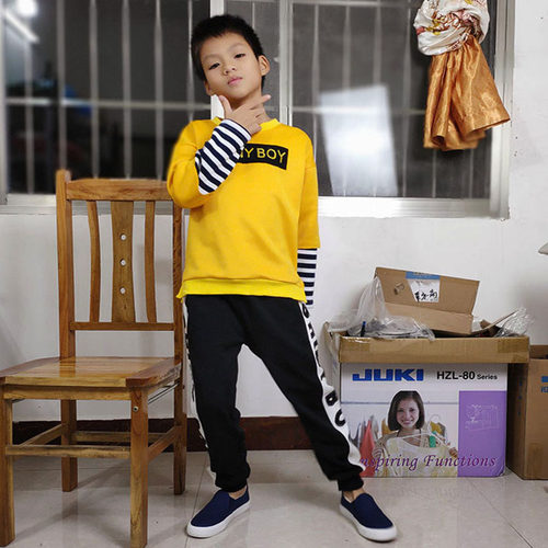 服装裁剪纸样男童女童运动服模板打版儿童秋卫衣卫裤套装样板图纸 - 图1