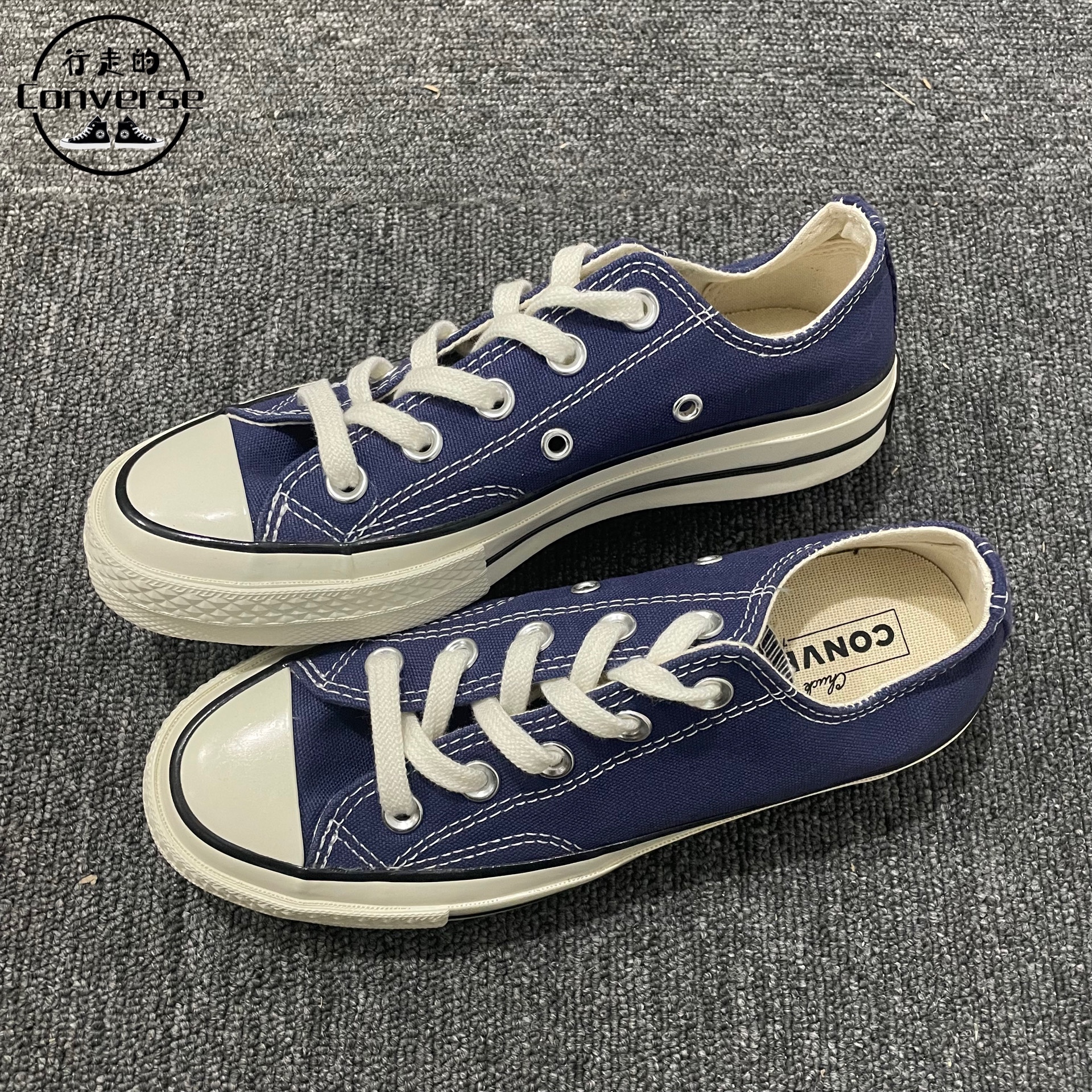 匡威Converse1970s新款海军蓝情侣高低帮帆布鞋A04589CA04592C - 图1