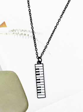 合金项链黑白钢琴键吊坠