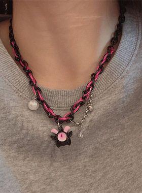 多层链条星星别针小众个性锁骨链