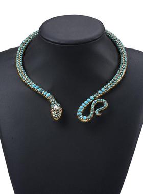 锁骨链蛇形假领子合金镶钻项链