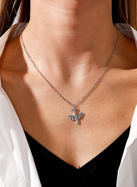 小飞机吊坠毛衣链合金飞机项链