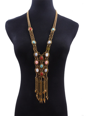 长款流苏毛衣链夸张合金项链