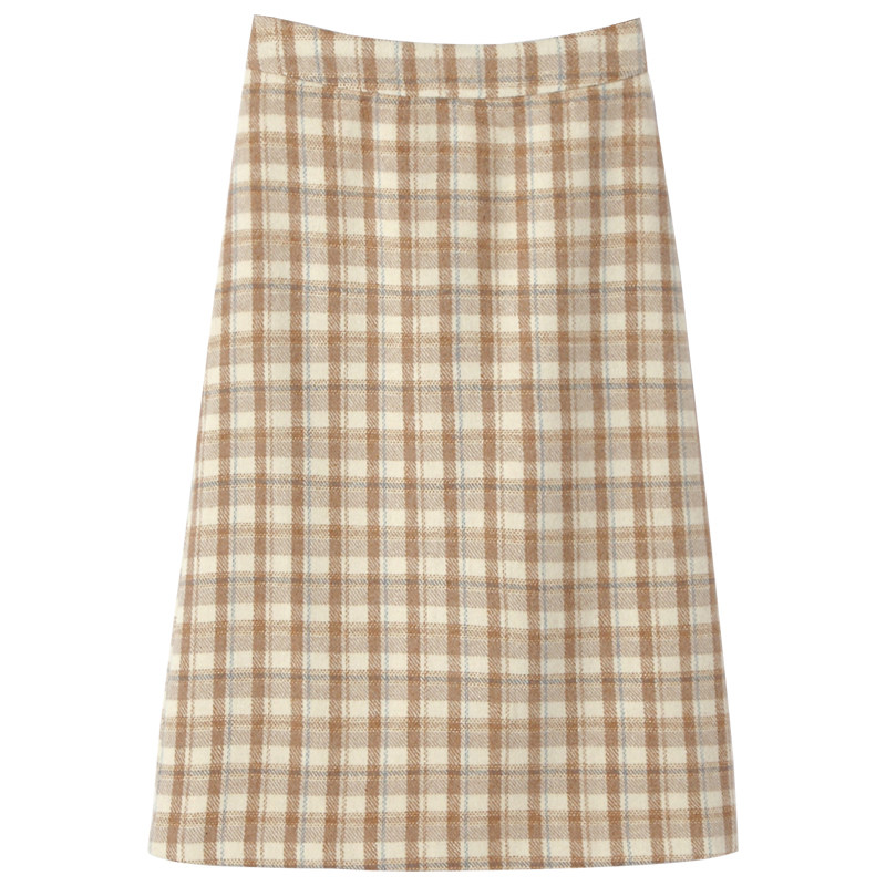 格子毛呢秋冬2020新款高腰配半身裙 蔻戈半身裙