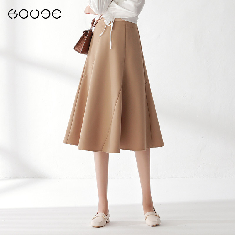 黑色中长款秋冬2020新款高腰百褶裙 蔻戈半身裙