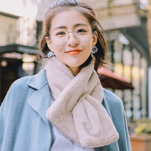 仿原宿毛毛绒獭兔毛围巾