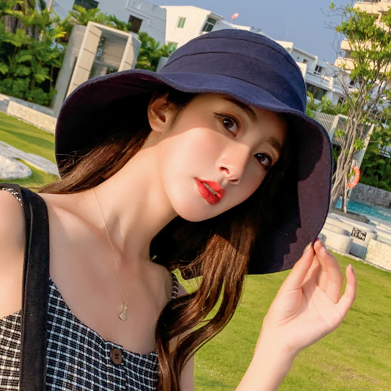 向朵旗舰店渔夫帽子女春夏甜美蝴蝶结网红百搭纯色学生防晒盆帽遮阳帽子潮新1