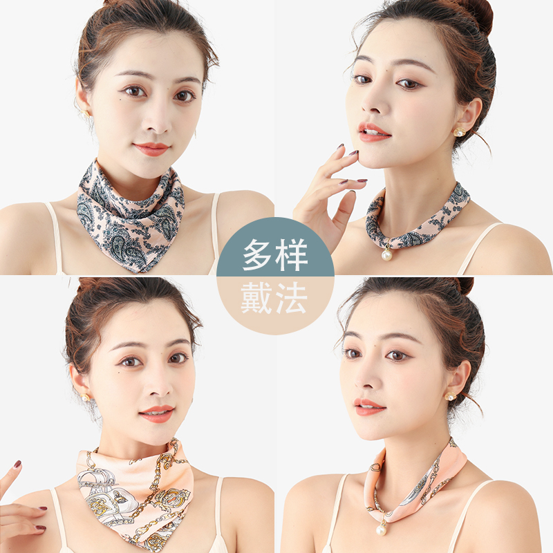 向朵旗舰店新款小方巾夏季丝巾女韩国领巾百搭薄款围巾发带装饰夏围脖秋冬季0