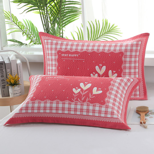 Pure Cotten Pillowcase Пара из четырех сезонов студентка для взрослых пары для шарф-шарф по всему поглощению марлевого хлопка плюс толстая наволочка