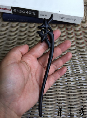 紫光檀时尚风古典手工雕刻发簪