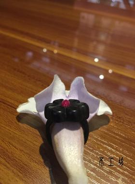 桃花韵戒指紫光檀手工独立设计