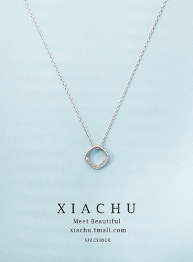 几何方形项链女小众设计