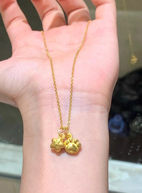 猫爪星星福字项链女小众轻奢设计