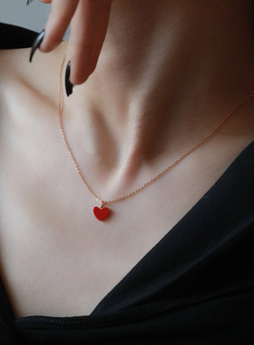 红色爱心项链女2025年新款小红心