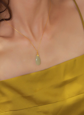原创设计水滴和田玉项链女饰品