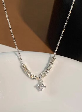 碎冰冰s925纯银锆石锁骨链