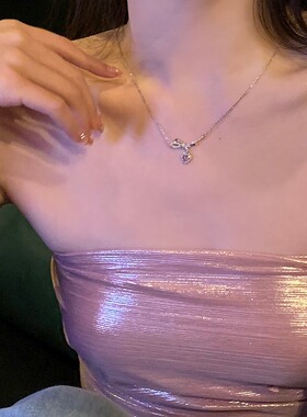 蝴蝶结爱心项链女轻奢小众