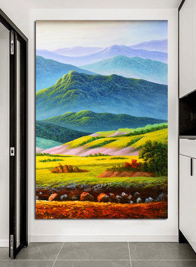 北欧风巨人山玄关装饰画风景背有靠山图过道走廊挂画油画自粘贴画