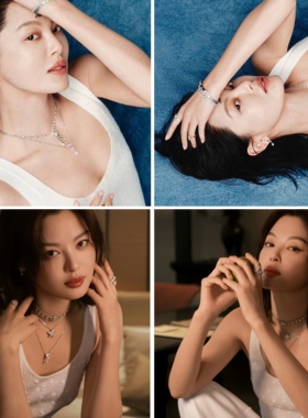 5号香水项链女纯银色满钻锁骨链